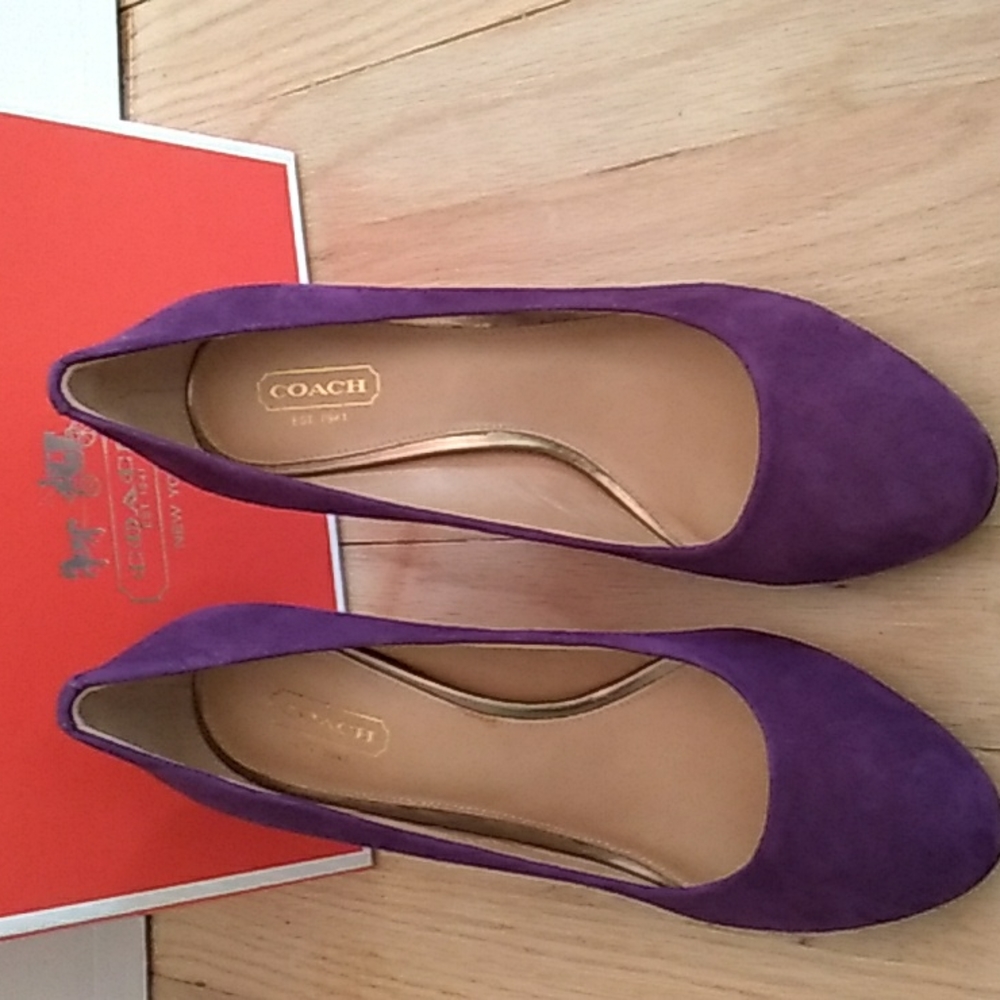 Coach nala kiss suede purple heels 8 new - Picture 2 of 4